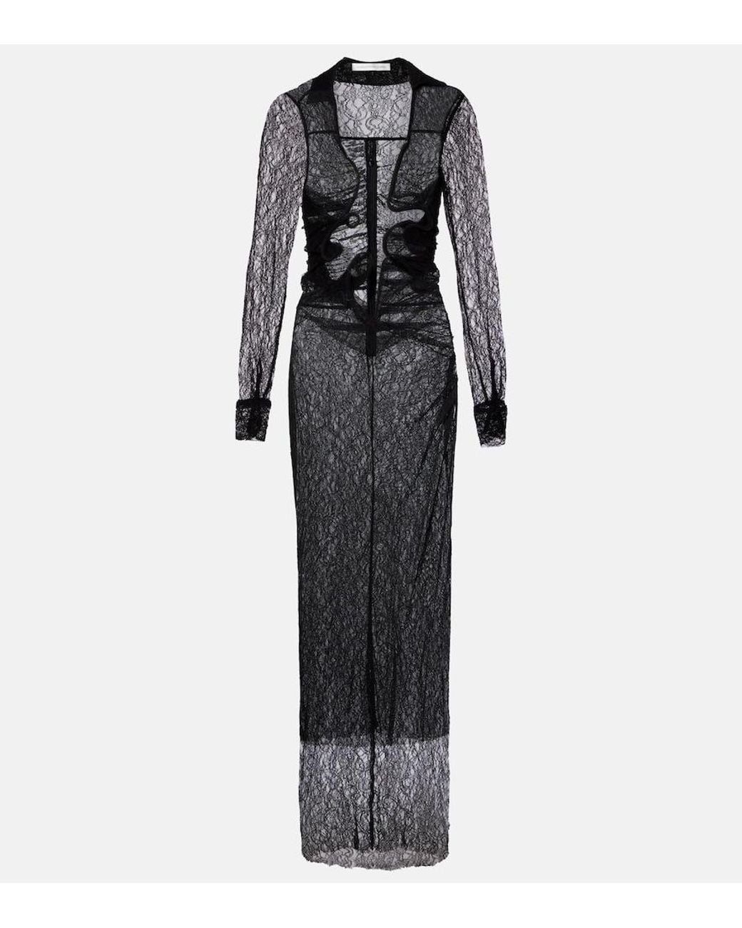 Christopher Esber Black Venus Sheer Lace Gown