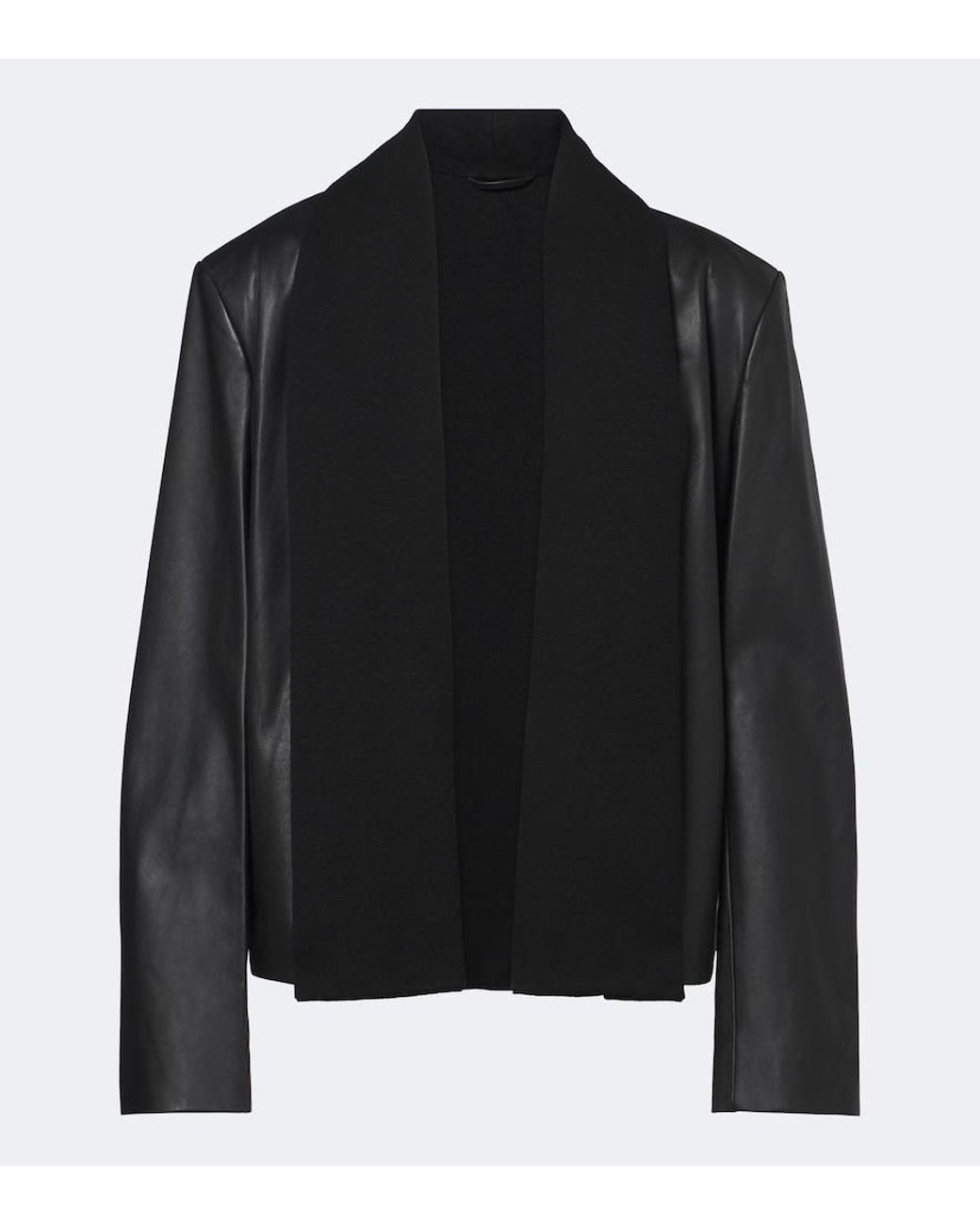 Totême Black Tie-Neck Leather Jacket