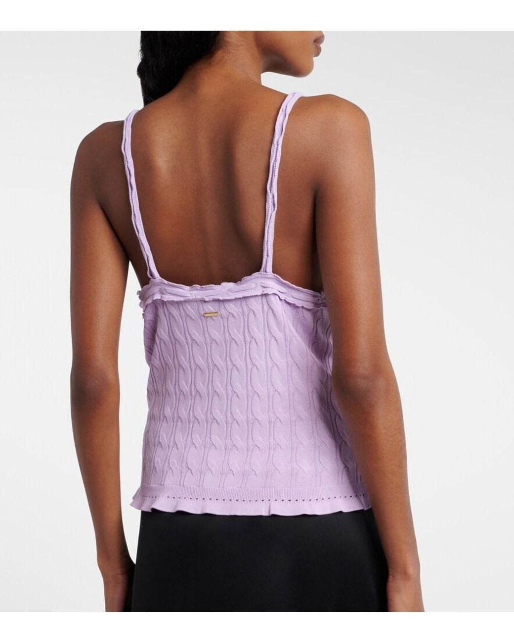 Gucci Purple Ruffled Cable-Knit Top