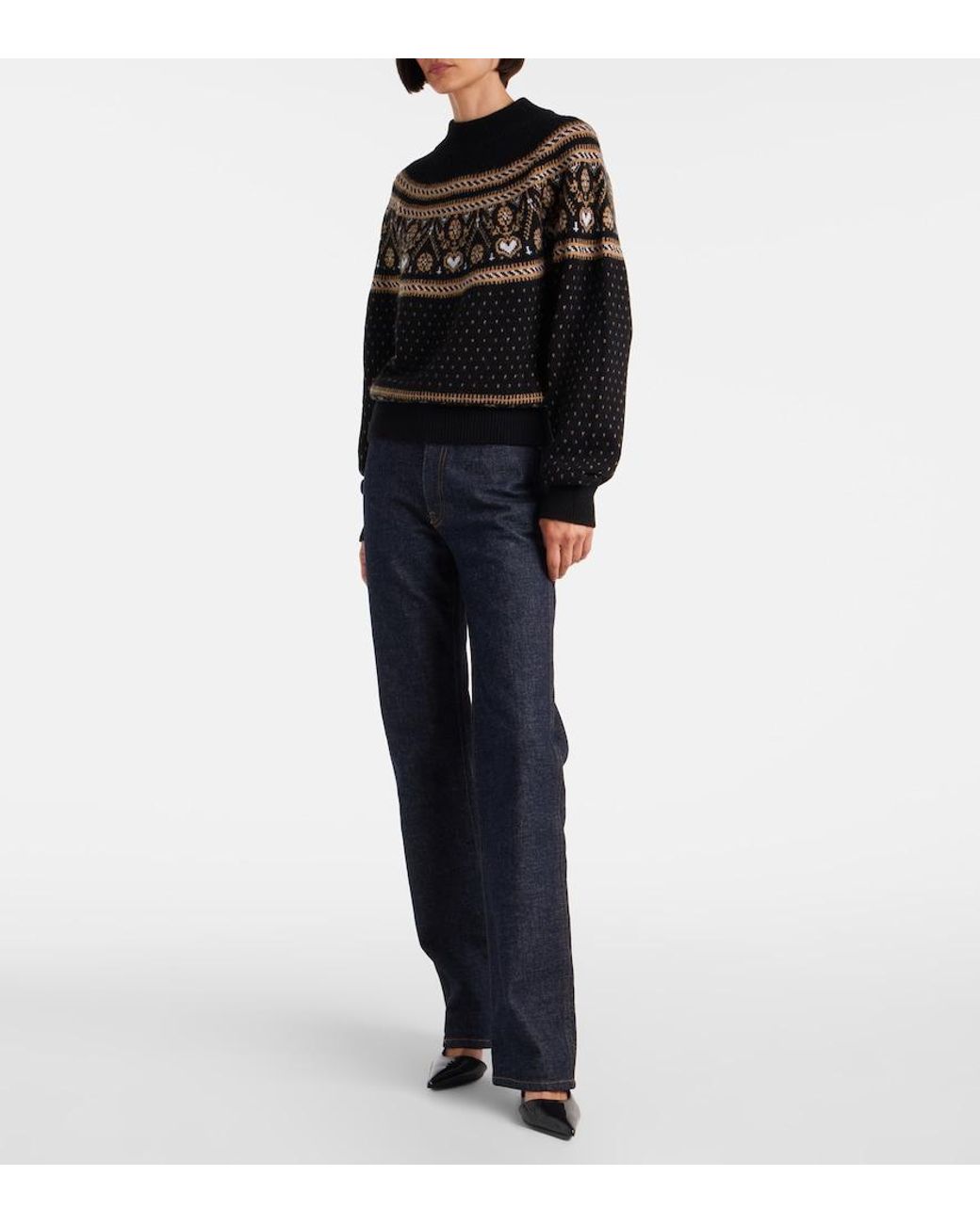 Khaite Black Guy Fair Isle Cashmere Sweater
