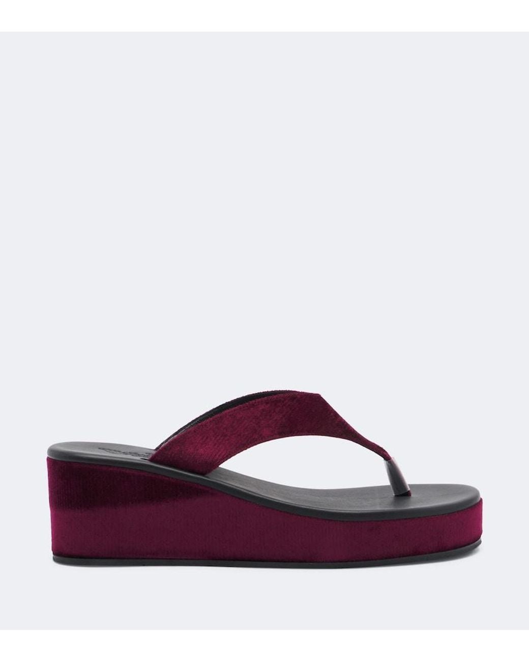 Ancient Greek Sandals Red Charys Velvet Platform Thong Sandals