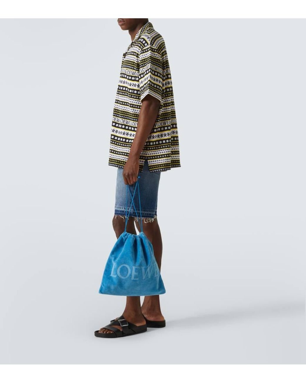 Loewe Paula's Ibiza Medium Logo Terry Pouch in Blue for Men