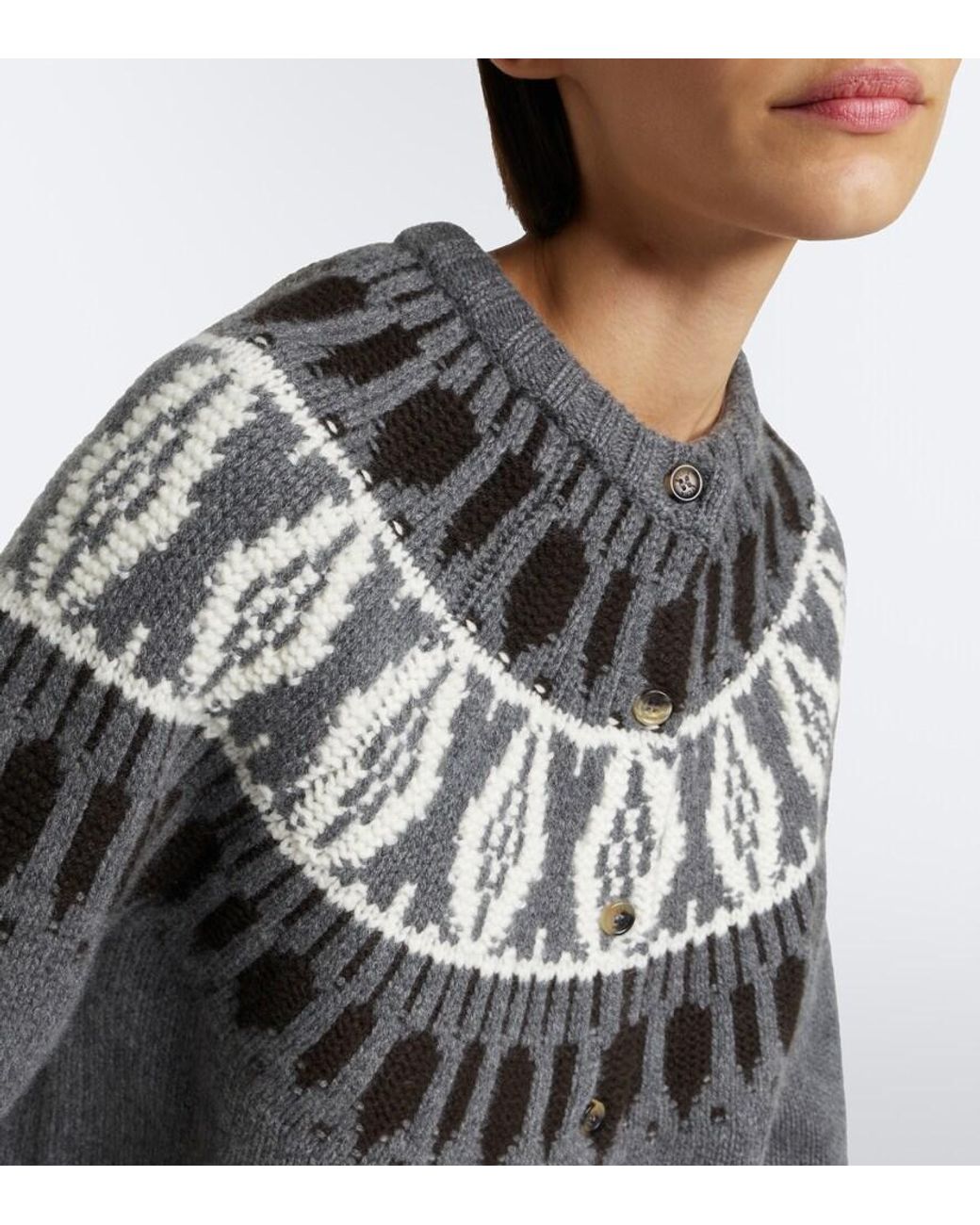 arch4 Gray Fair Isle Cashmere Cardigan
