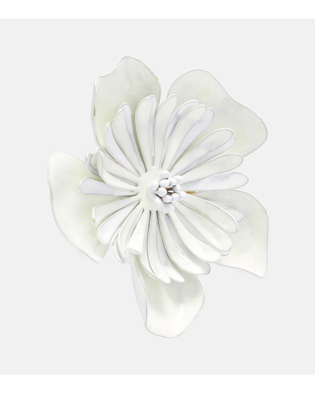 Chloé White Floral Clip-On Earrings