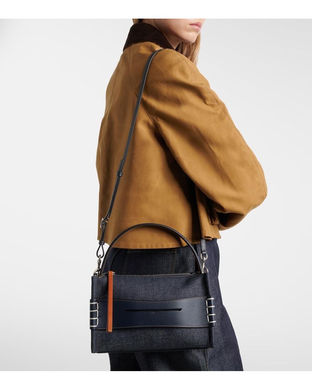 J.W. Anderson Blue Loafer Small Denim Shoulder Bag