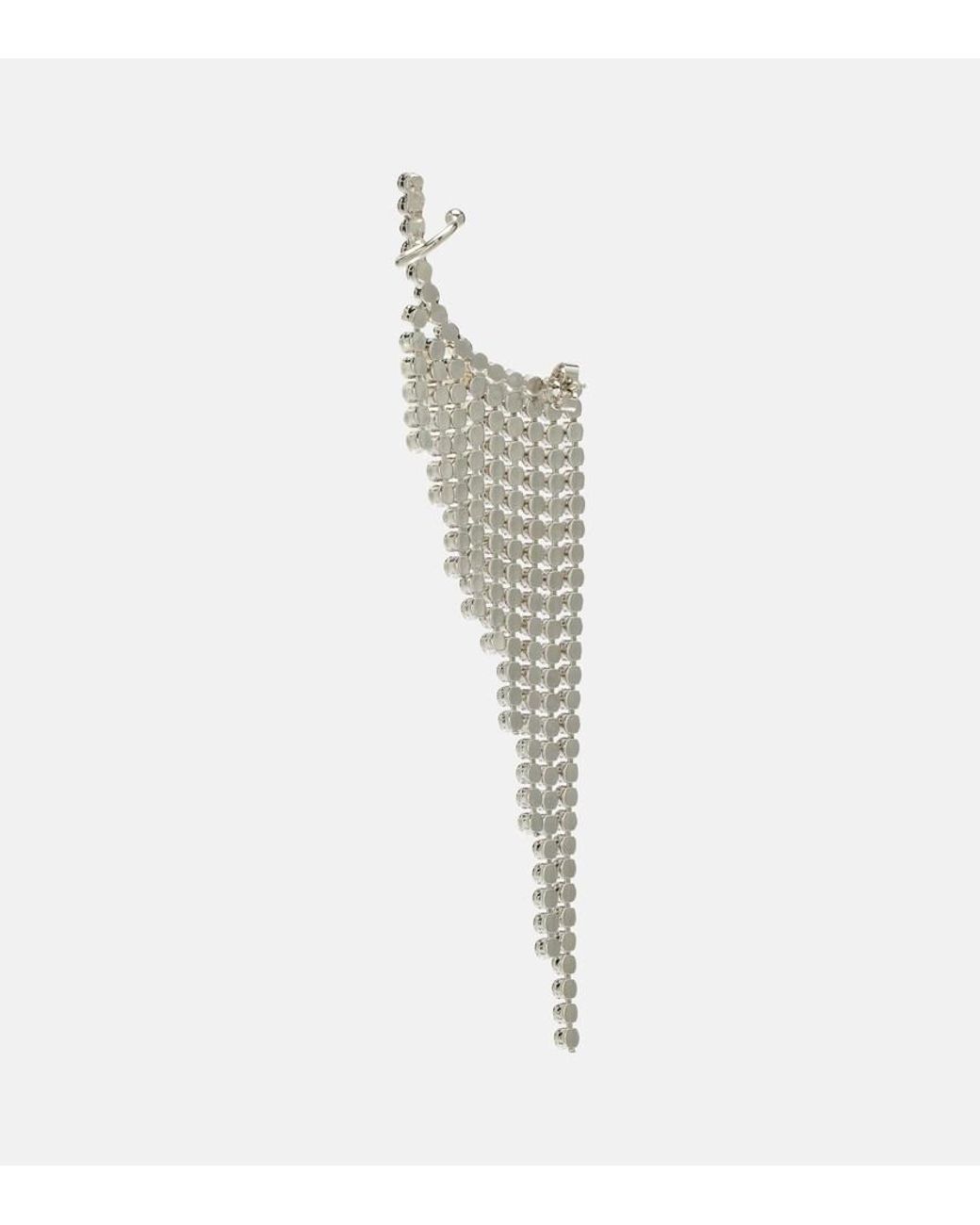Rabanne White Embellished Drop Earrings