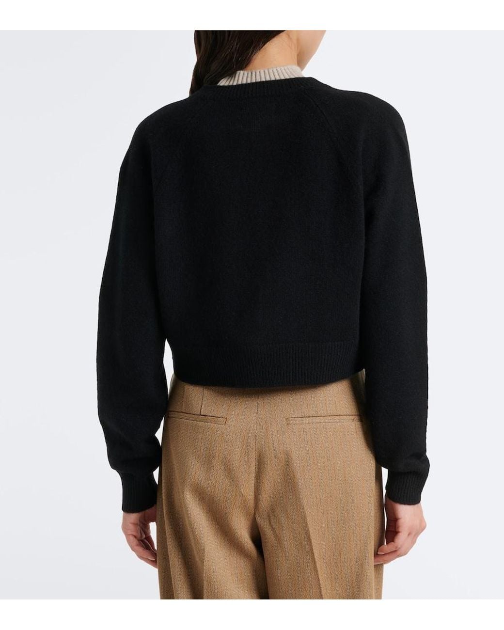 Loulou de Saison Black Heike Cropped Cashmere Cardigan