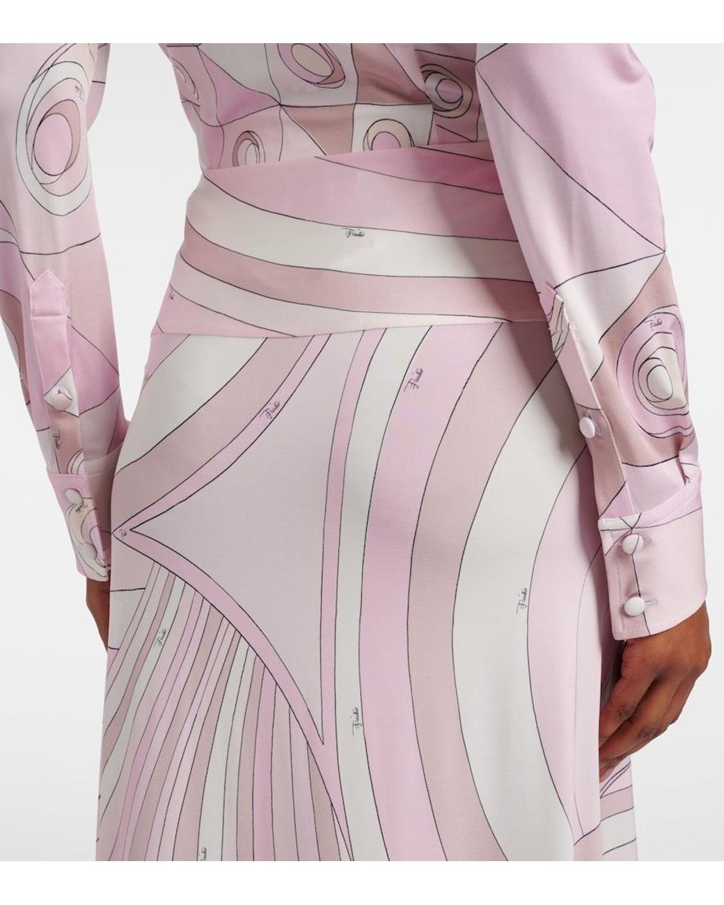 Emilio Pucci Pink Iride Satin Jersey Maxi Skirt