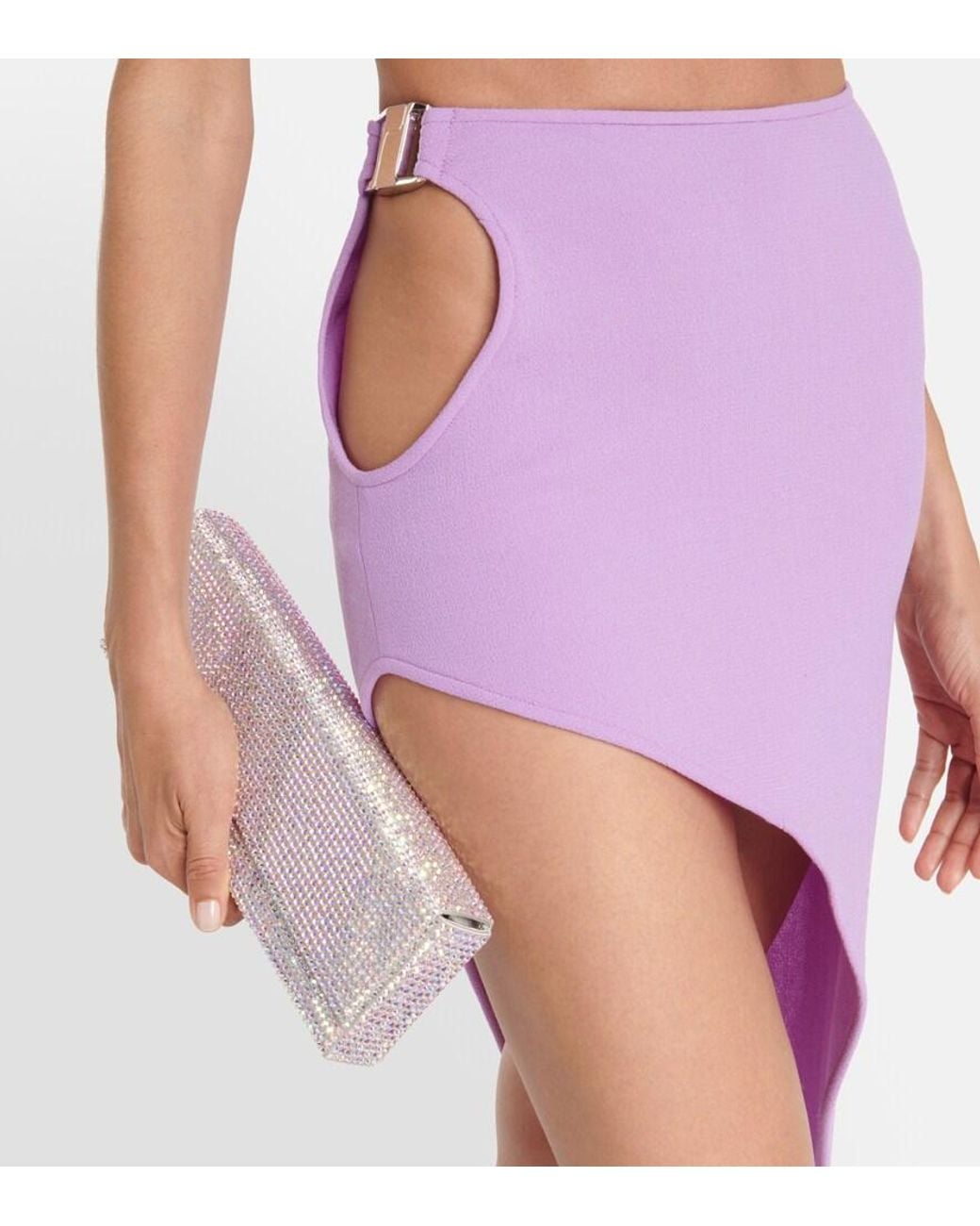 David Koma Purple Asymmetrical Wool Maxi Skirt