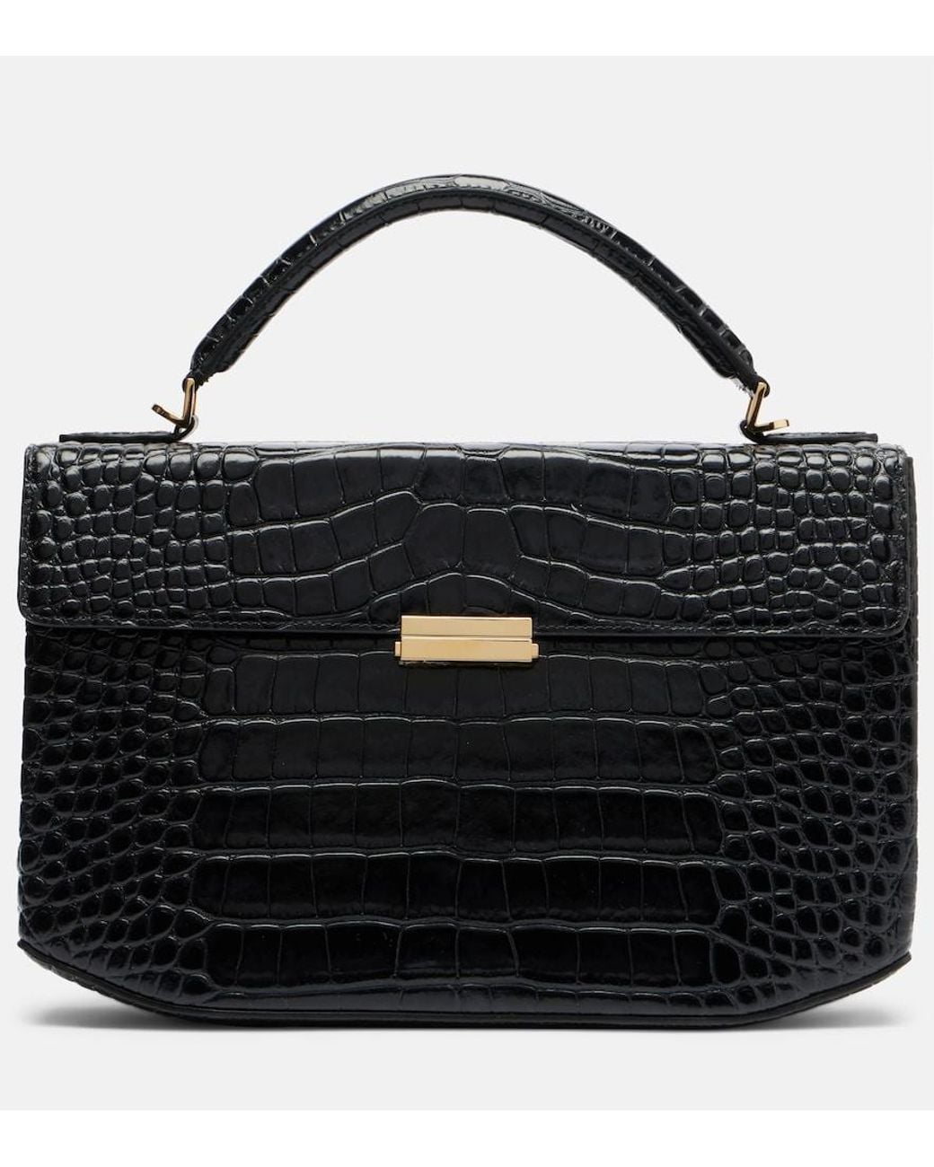 Totême Black Box Small Croc-Effect Leather Top-Handle Bag