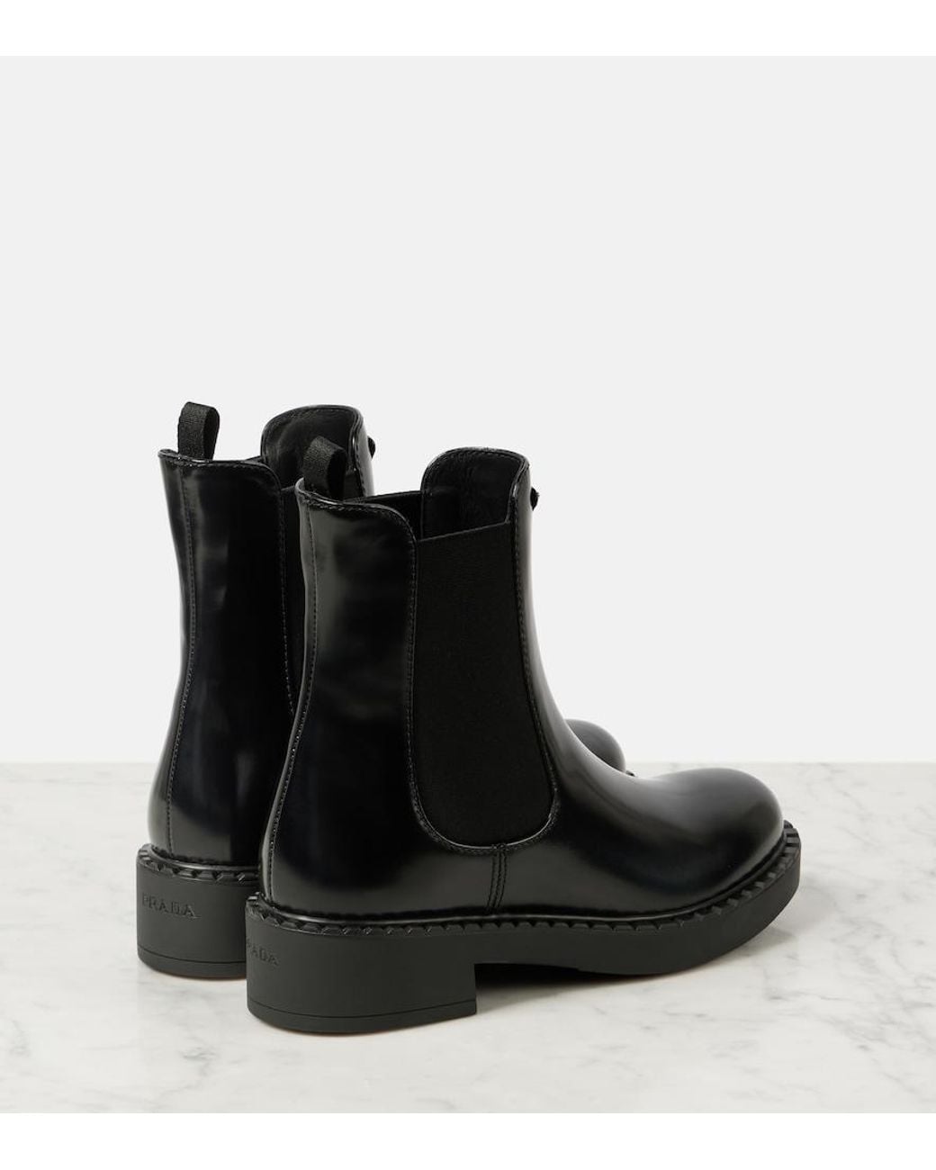 Prada Black Chelsea Boots Aus Leder