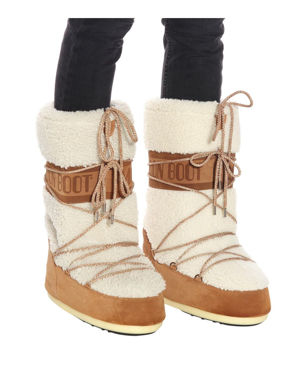 Moon Boot Classic Shearling Boots in White | Lyst