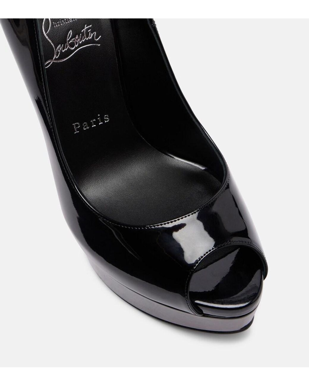 は*ん様 Christian Louboutin ブラック ハイヒール 11cm Christian Louboutin Lady Z 160 Patent Leather Peep-Toe Pumps in