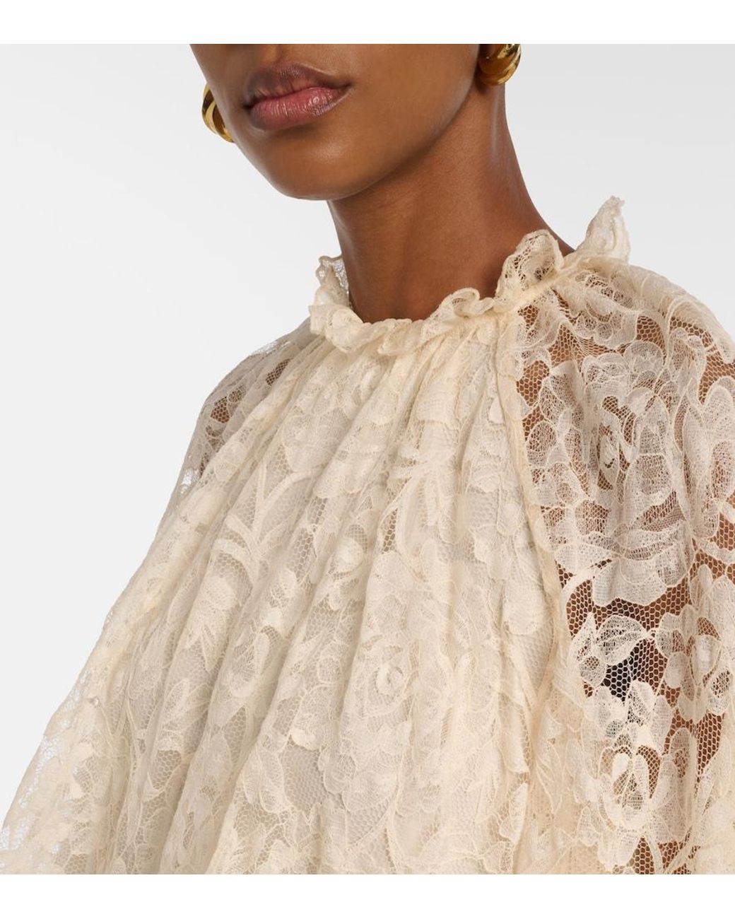 Zimmermann Natural Carousel Ruffled Lace Blouse