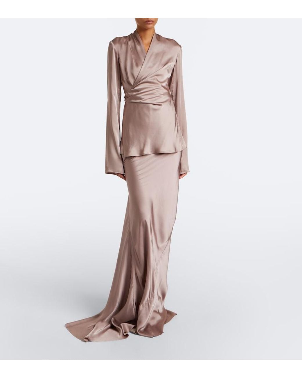 Rick Owens Pink Coda Satin Maxi Skirt