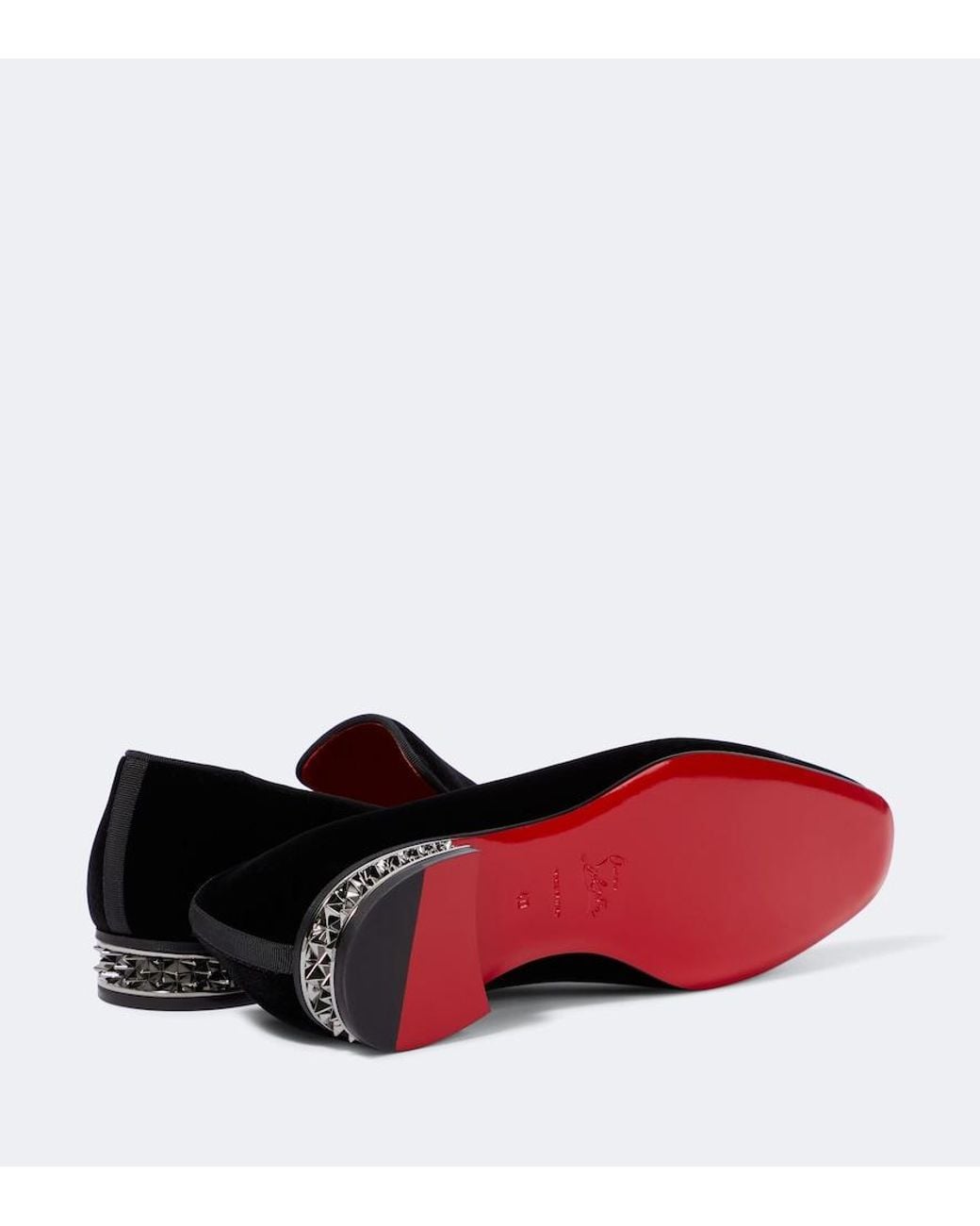 Christian Louboutin Black Dandyrocks Velvet Loafers for men