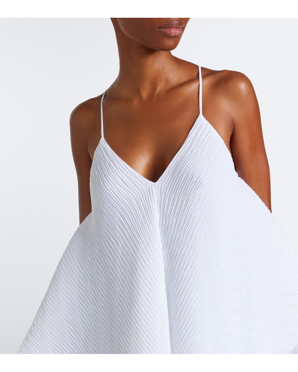 J.W. Anderson White Asymmetric Pleated Crepe De Chine Top