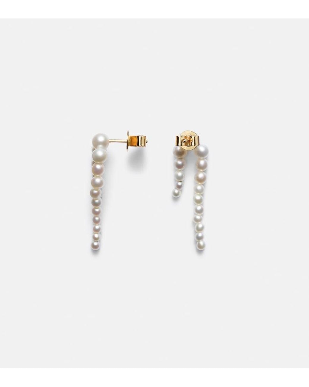 Sophie Bille Brahe White Petite Perle Nuit 14Kt And Pearl Earrings