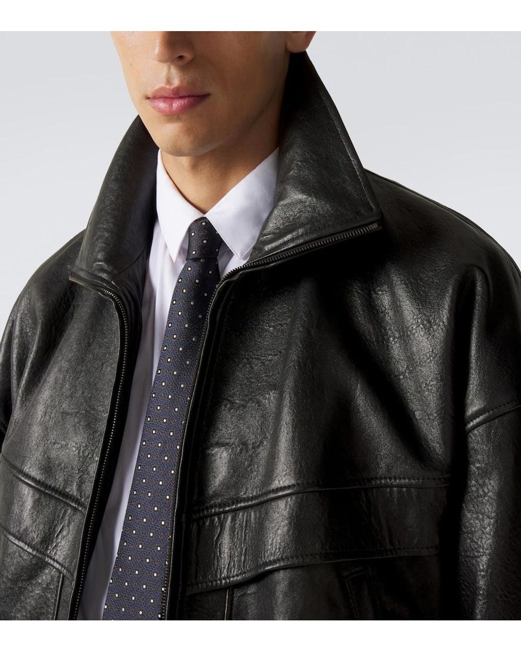 Saint Laurent Black Leather Blouson Jacket for men
