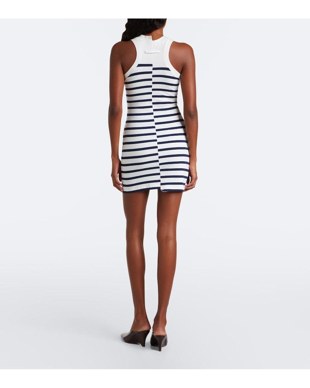 Jean Paul Gaultier Blue Striped Cotton-Blend Jersey Minidress