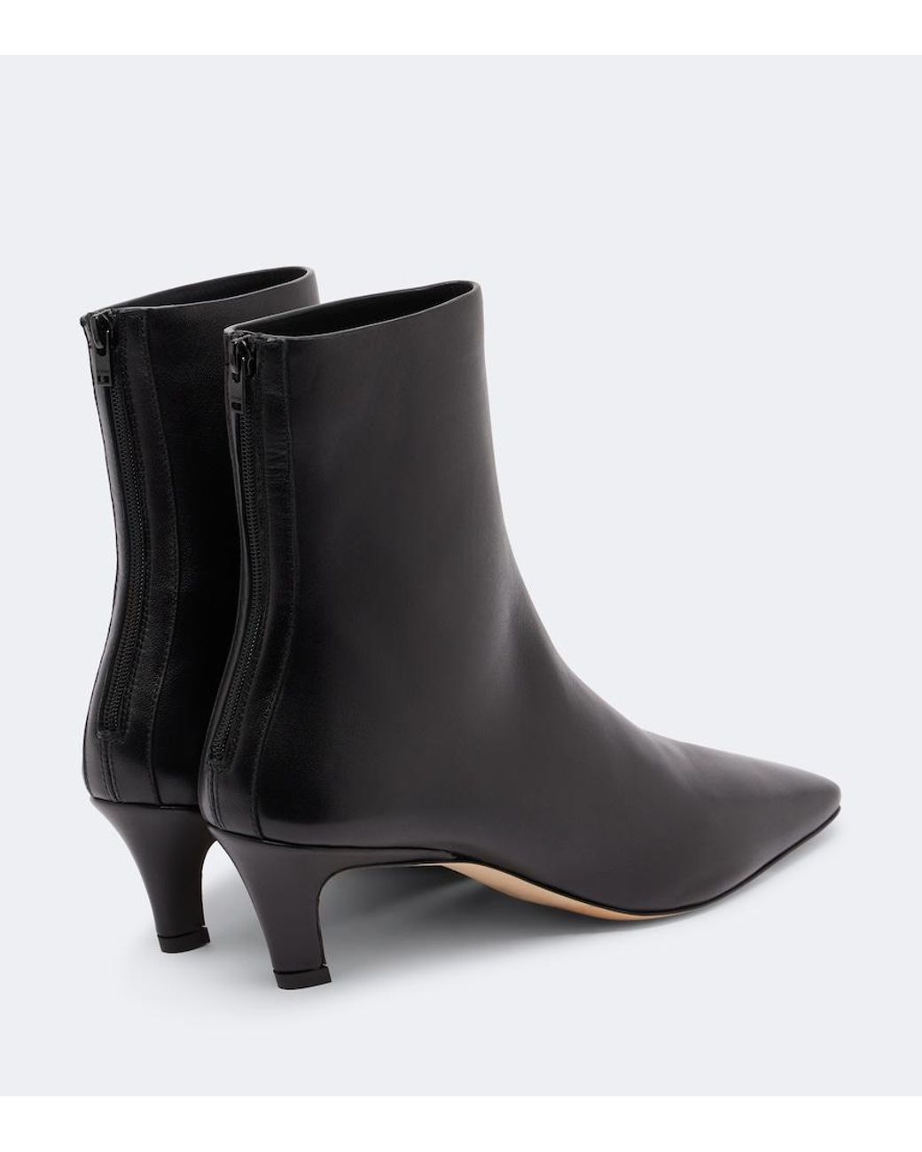 Totême Black Leather Ankle Boots
