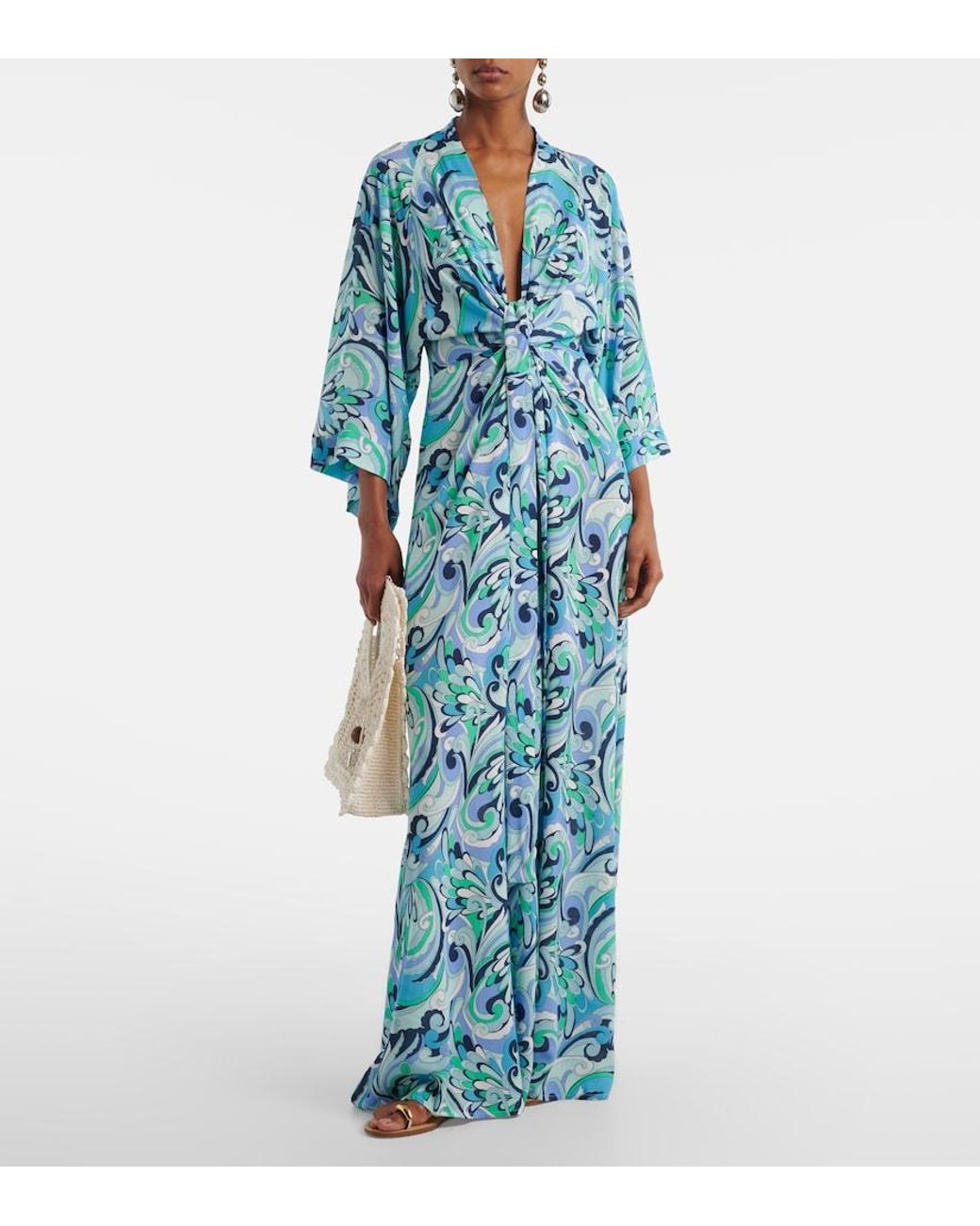 Melissa Odabash Blue Eloise Printed Maxi Dress