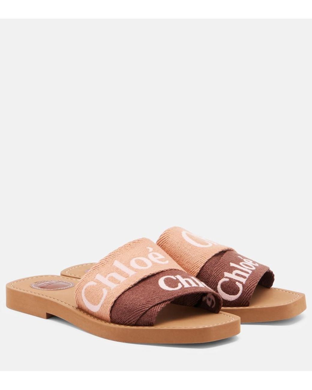 Chloé Pink Woody Canvas Slides