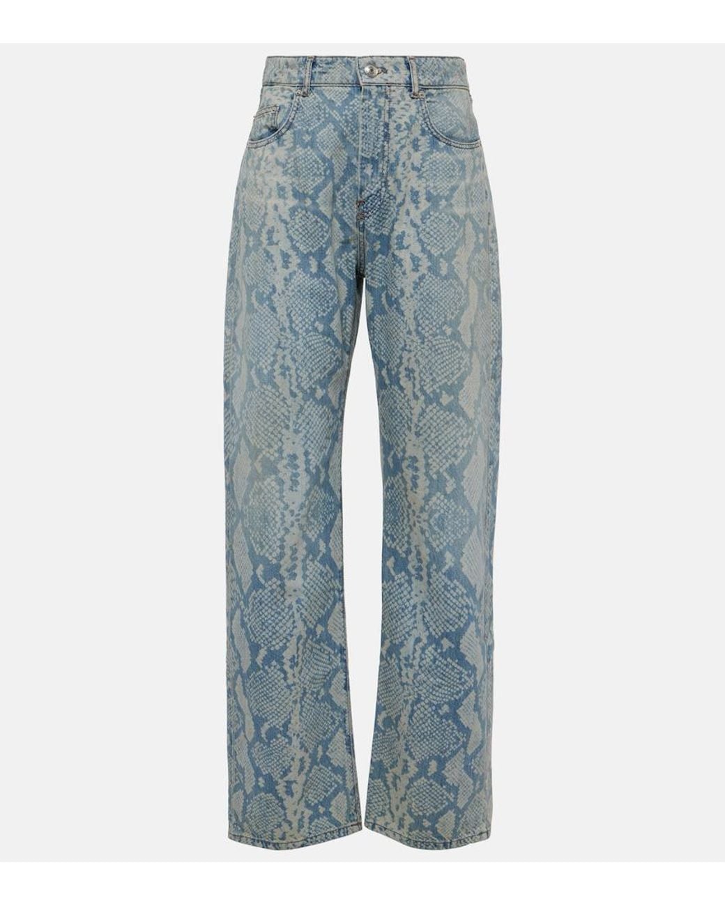 Sportmax Blue Diego Snake-print Wide-leg Jeans