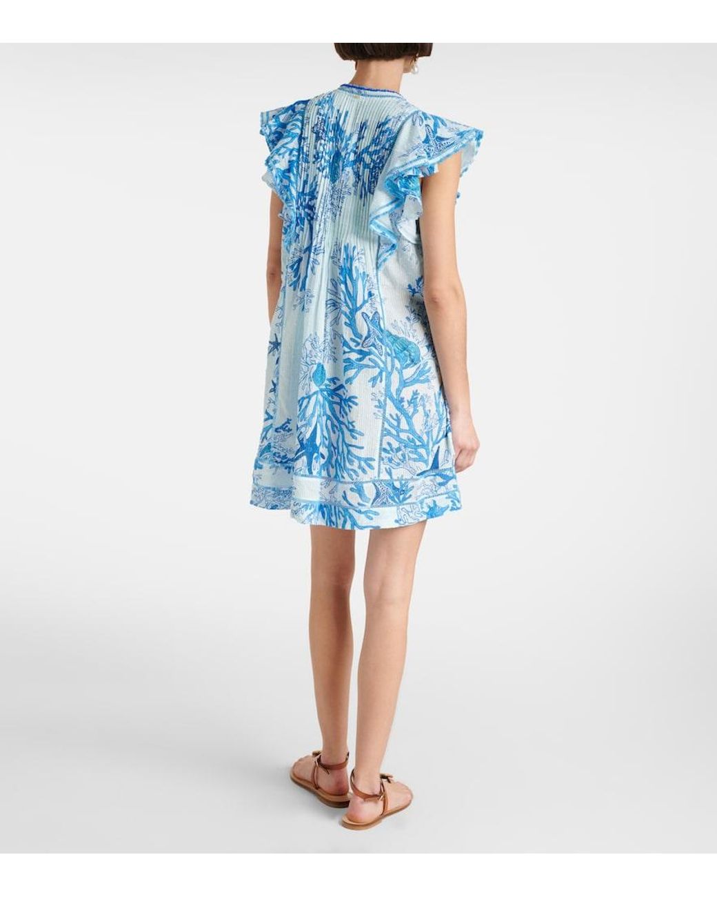 Poupette Blue Camelia Printed Cotton Minidress