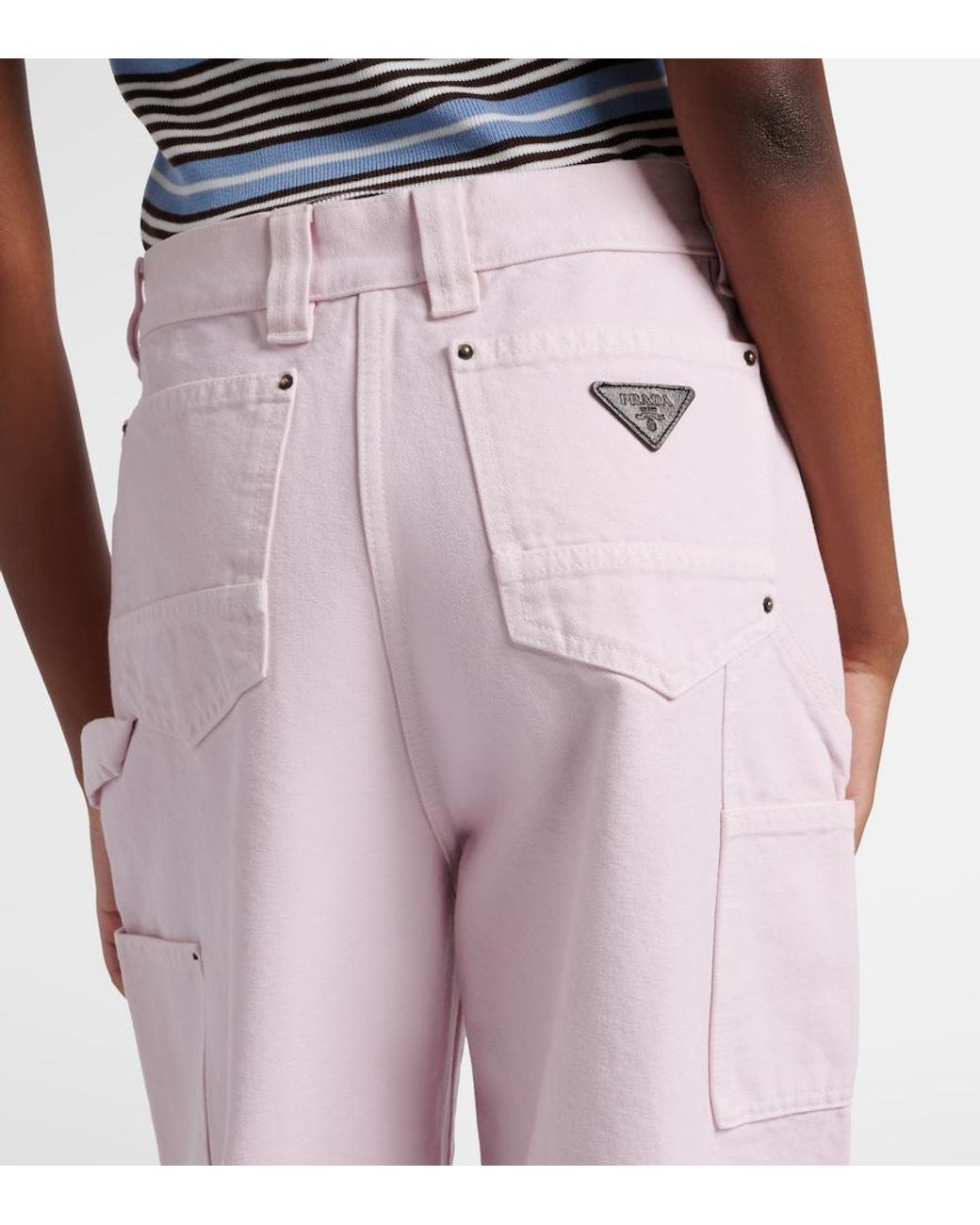 Prada Pink Cotton Canvas Cargo Pants