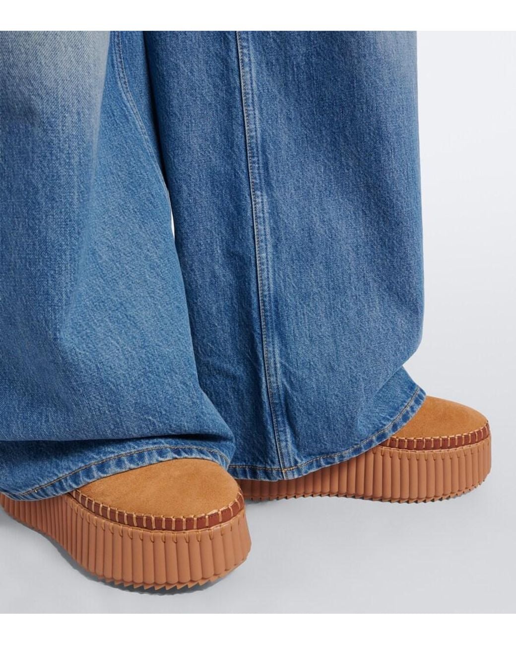 Chloé Brown Nama Suede Platform Ankle Boots