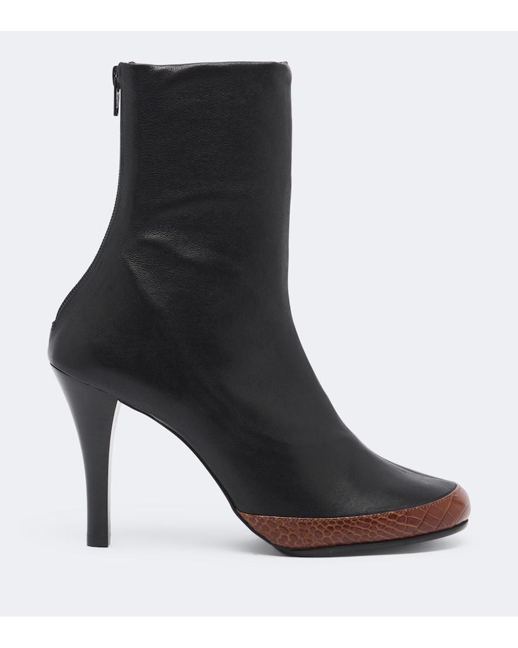 Jude Black Luna Croc-Effect Leather Ankle Boots
