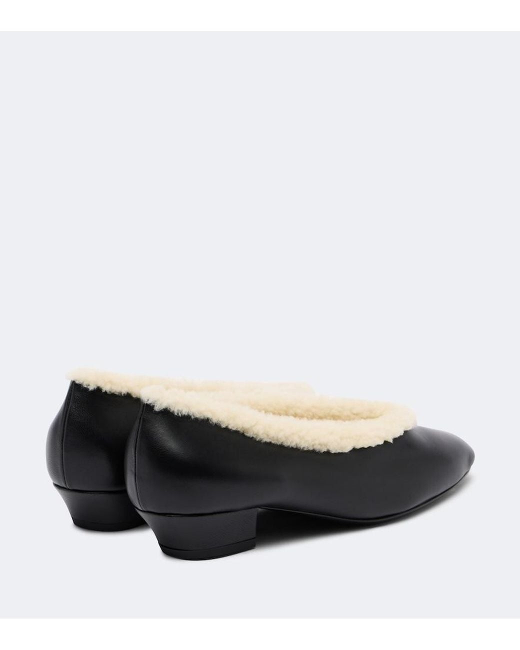Magda Butrym Black Shearling-Lined Leather Pumps
