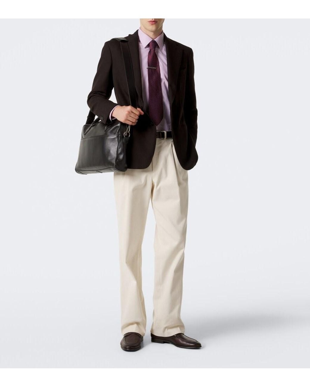 Metier Black Closer Slim Leather Briefcase for men