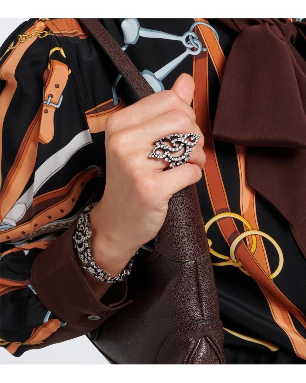 Gucci White Gg Marmont Embellished Ring