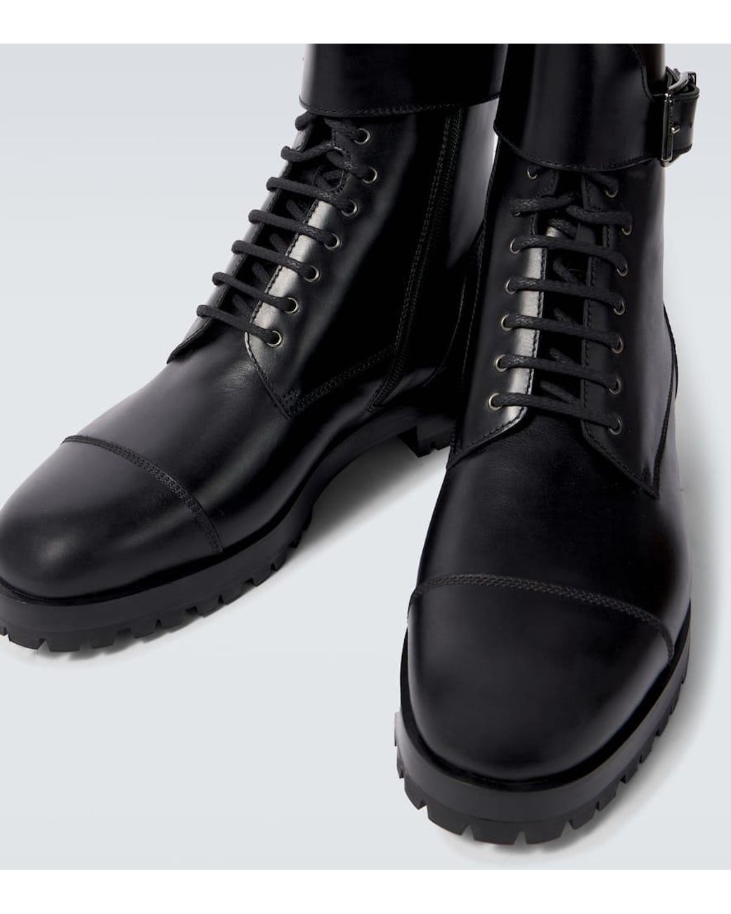 Manolo Blahnik Buloko Leather Combat Boots in Black for Men Lyst