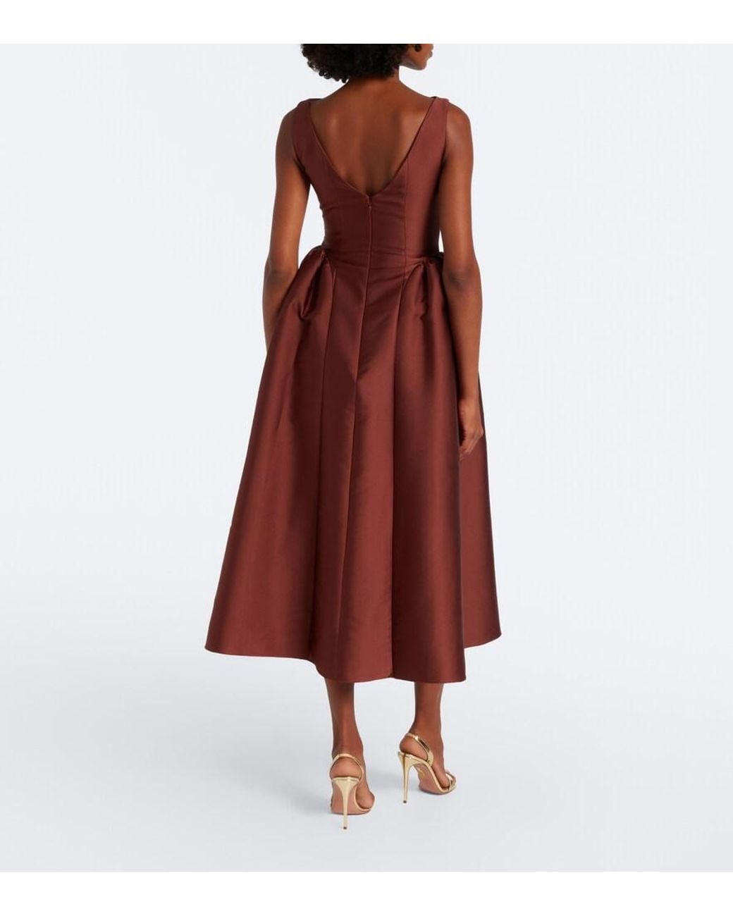 Roland Mouret Red Taffeta Midi Dress