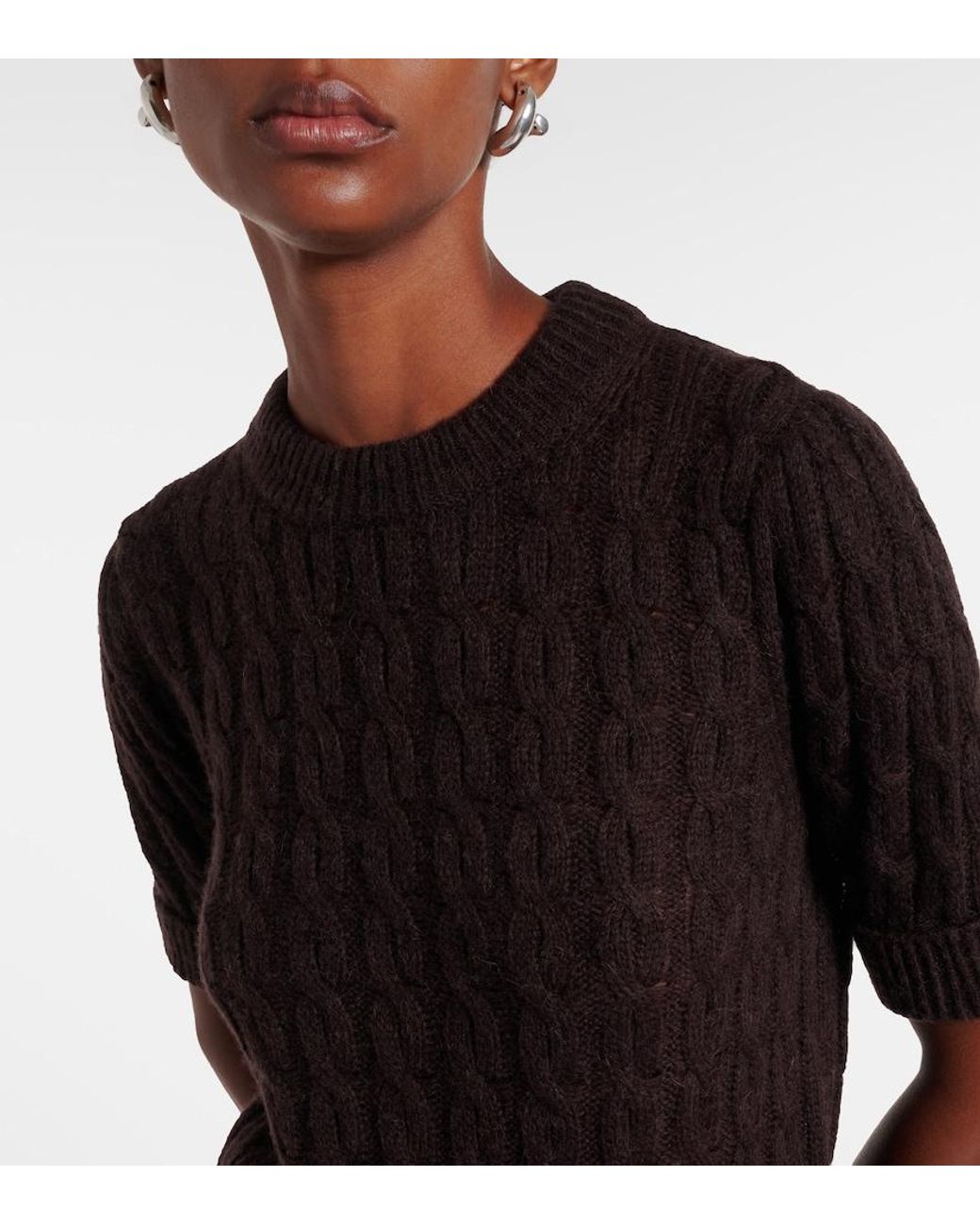 Dorothee Schumacher Black Sheer Softness Cable-Knit Sweater