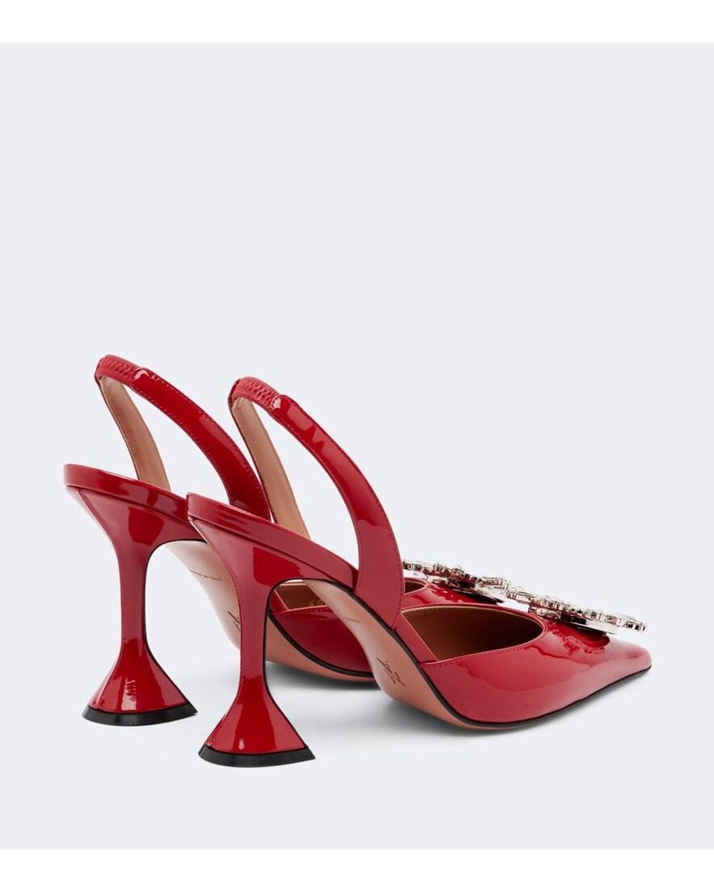 AMINA MUADDI Red Begum Embellished Leather Slingback Pumps