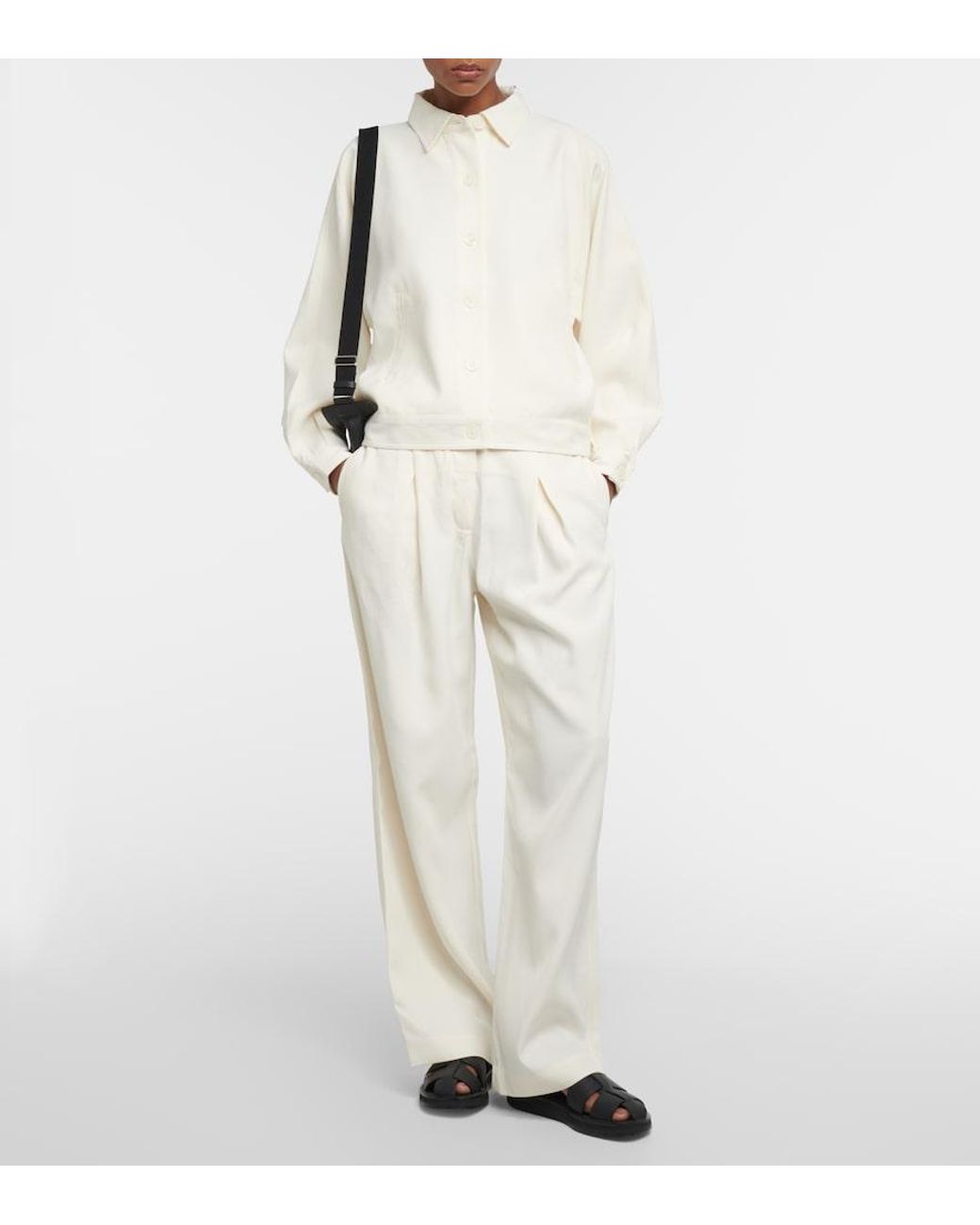 Co. White Pleated Wide-Leg Pants