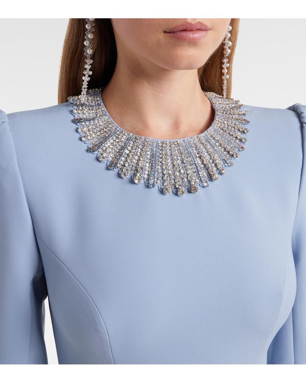 Jenny Packham Blue Cora Embellished Midi Dress