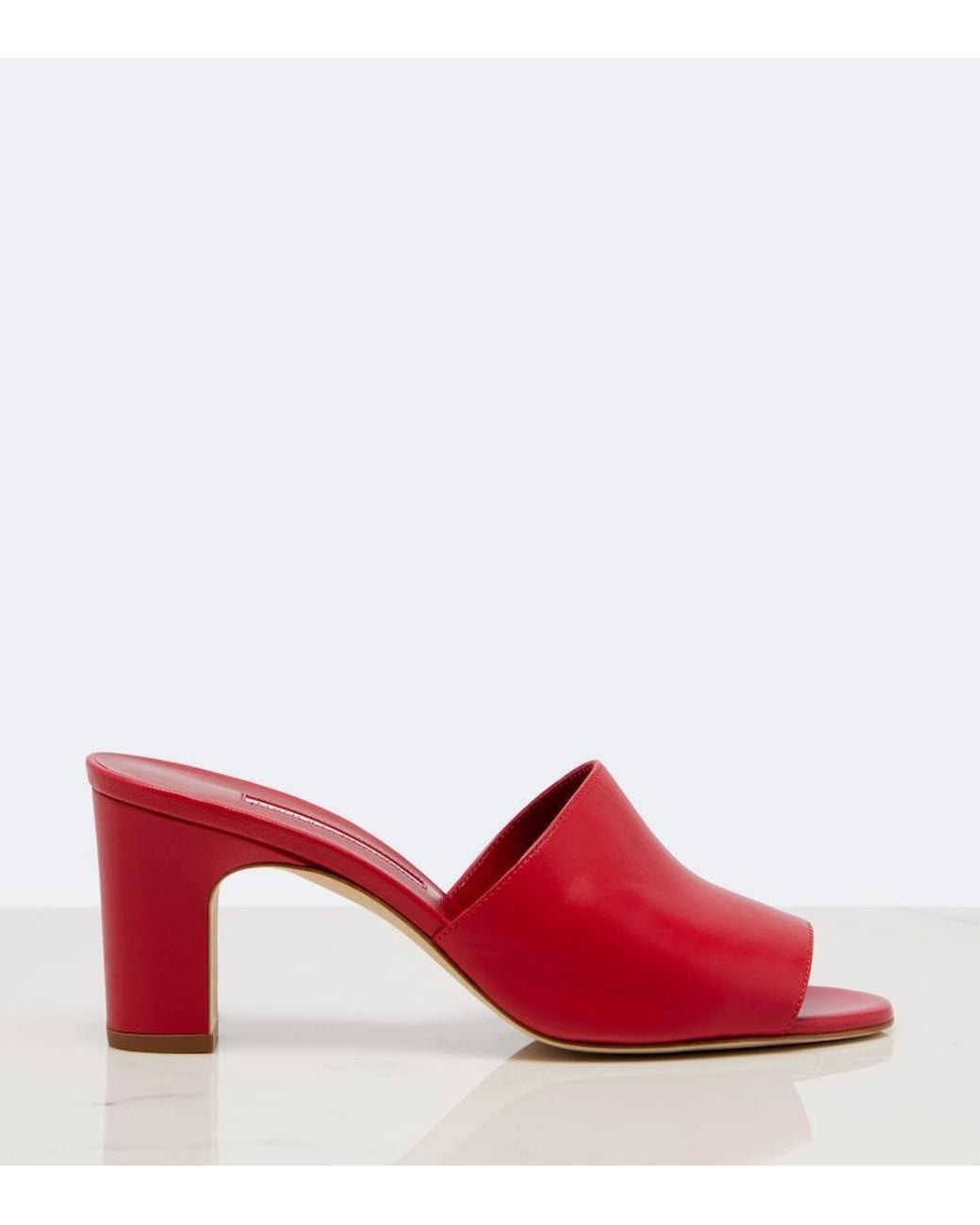 Manolo Blahnik Red Rapalla Leather Mules