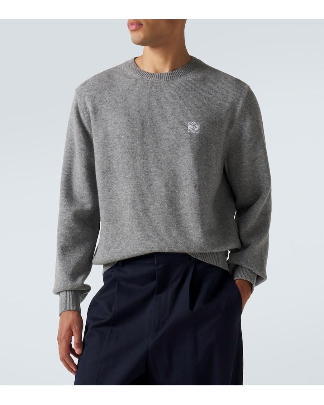 Loewe Gray Anagram Wool Sweater for men