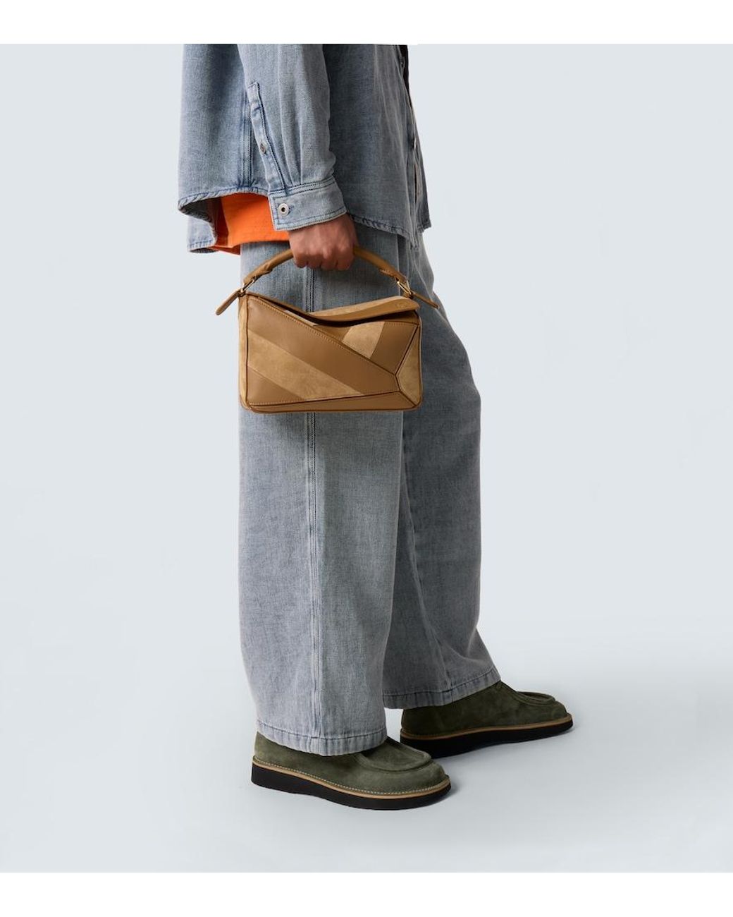 Loewe Brown Puzzle Small Leather And Suede Shoulder Bag for men