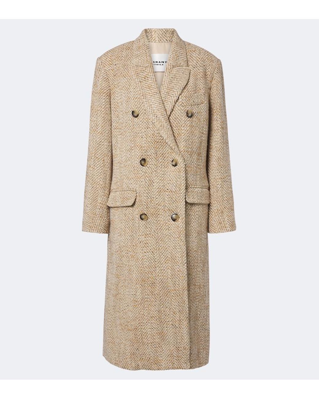 Isabel Marant Natural Pilda Herringbone Double-Breasted Coat