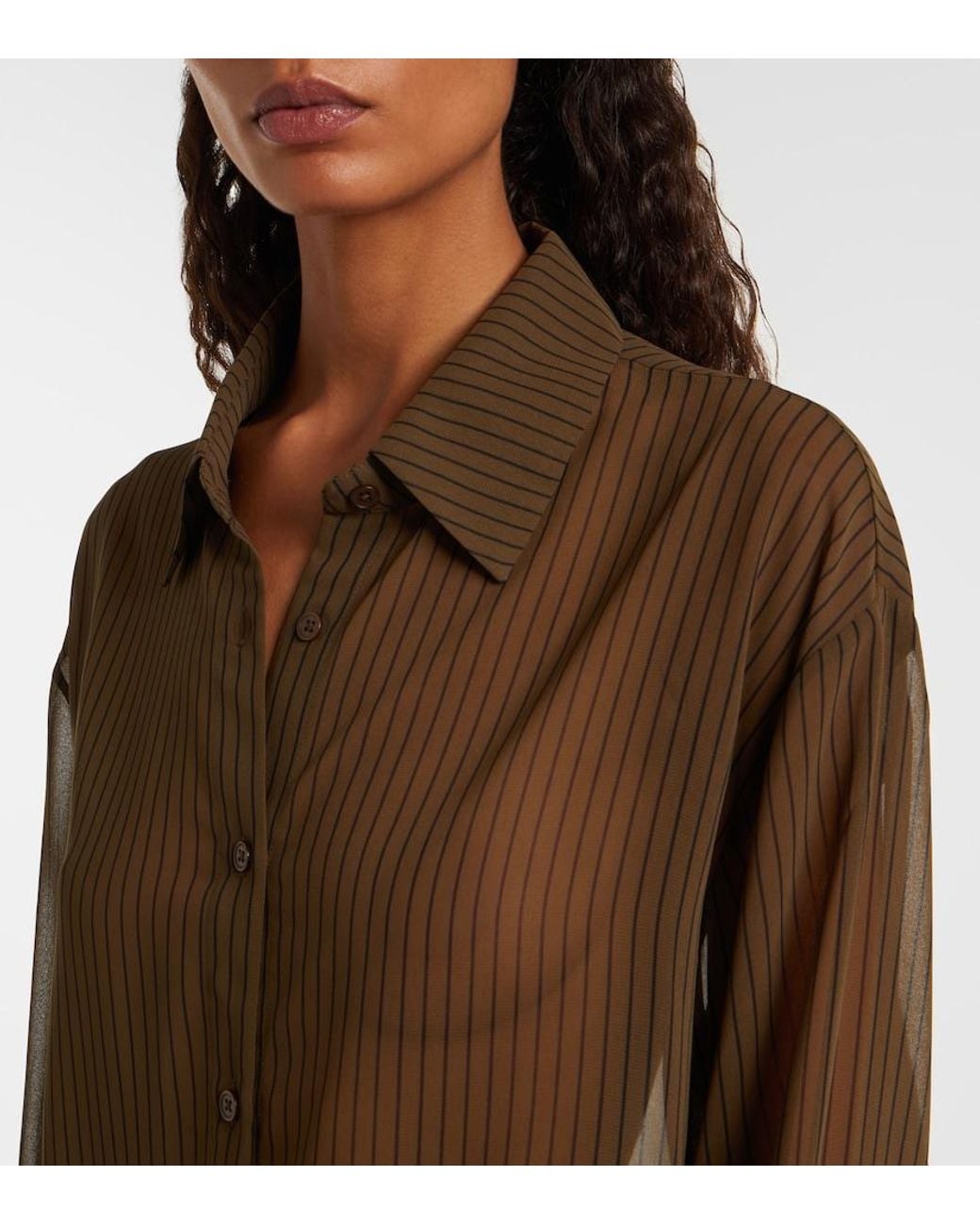 Frankie Shop Brown Peri Pinstripe Shirt