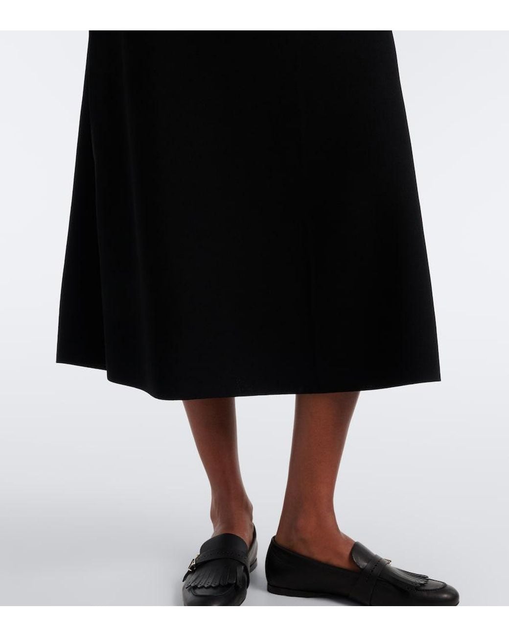Max Mara Black Knitted A-Line Midi Skirt