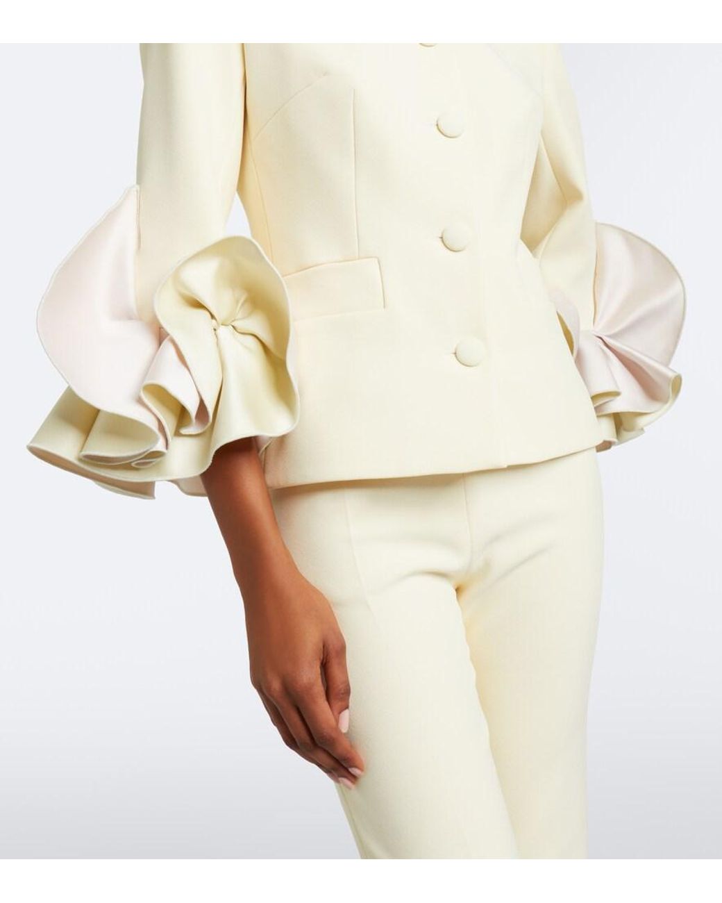 Safiyaa Natural Omona Duchesse-Trimmed Crepe Blazer