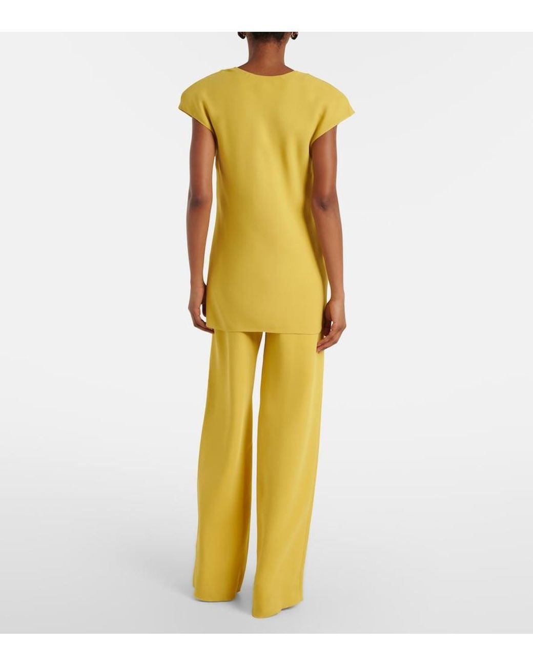 Valentino Garavani Yellow Silk Wide-Leg Pants