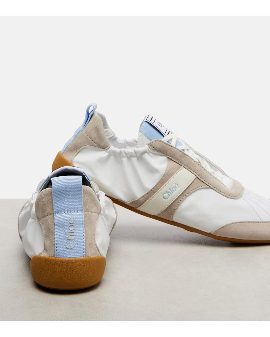 Chloé White Kick Suede-Trimmed Sneakers